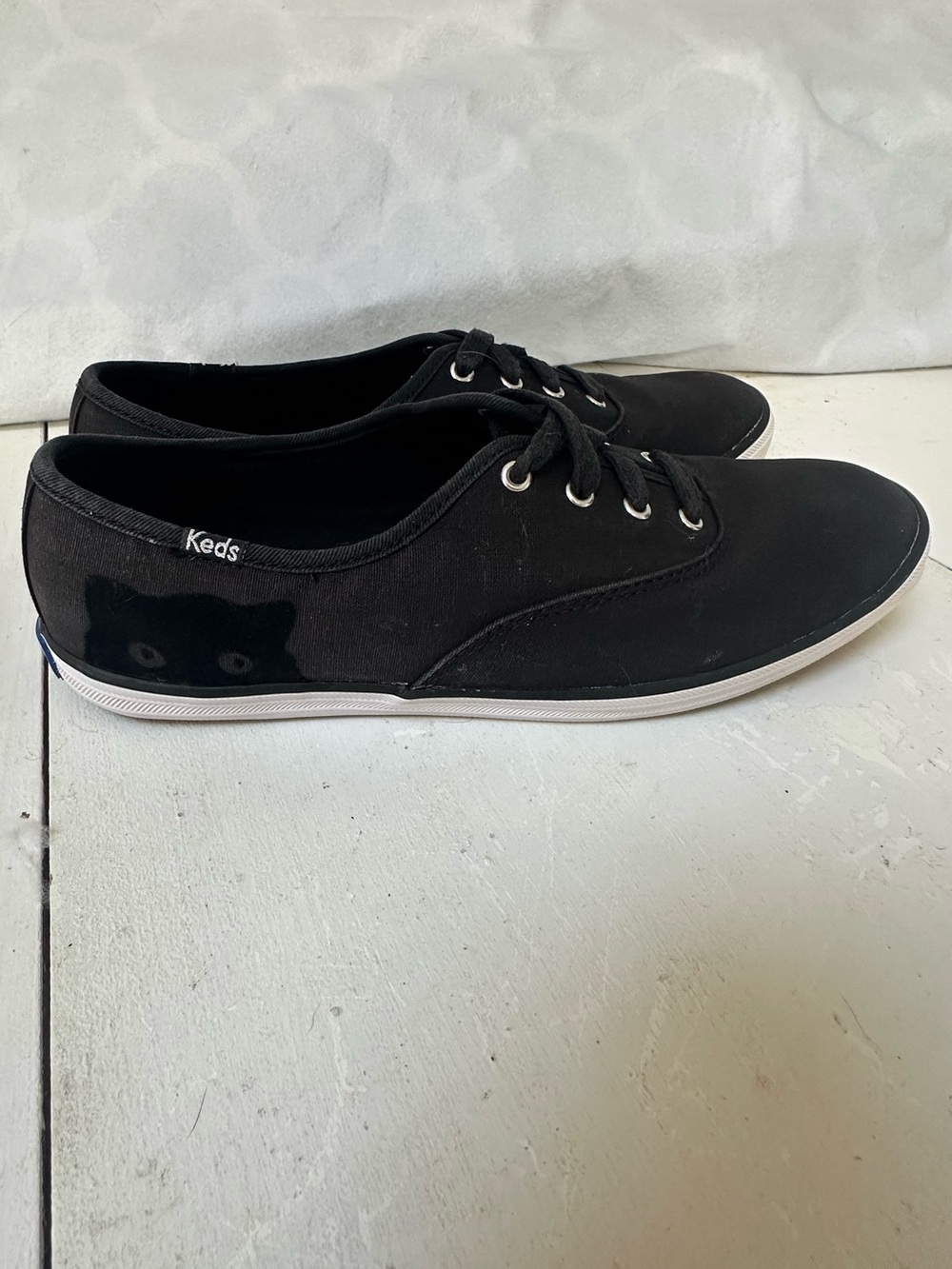 Keds with Taylor Swift Sneaky Car Black Canvas Lace-Up Sneakers with White Sole